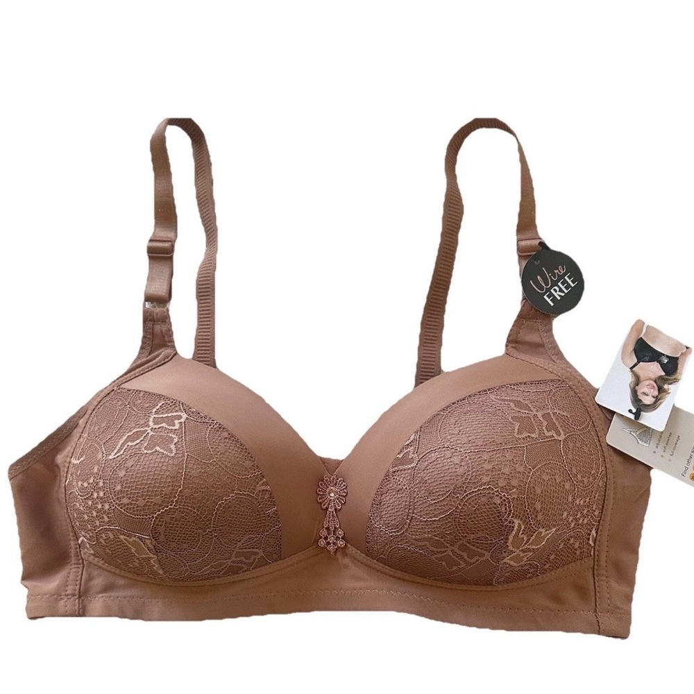 Prima Valentina Lace Wireless Bra 42D Comfort Full Coverage Plus Size NWT Femme